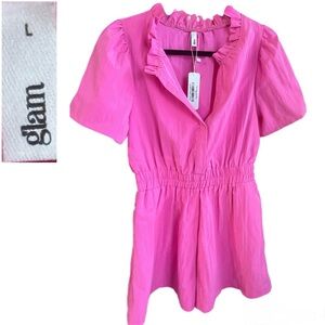 Glam  Pink Romper Size L-PREPPY,BARBIE & PRETTY IN PINK VIBES